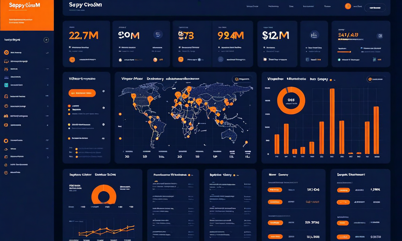 AI supply chain dashboard showing logistics network map | 10